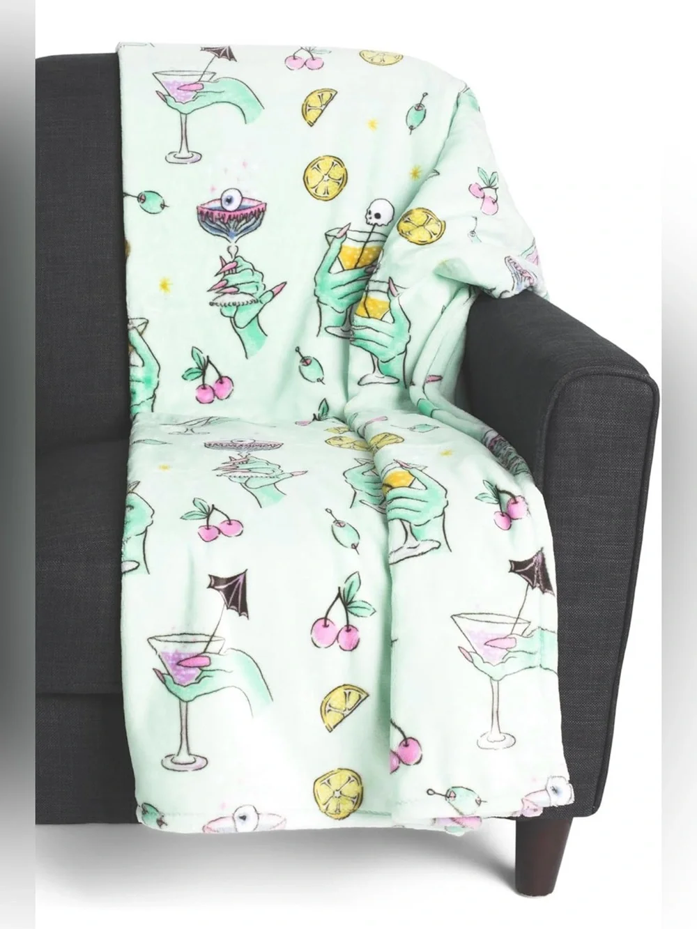 Envogue Summerween Halloween Summer martini witch eye cherry olive throw blanket